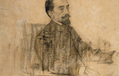 Joan Maragall, vist per Ramon Casas. Domini Públic